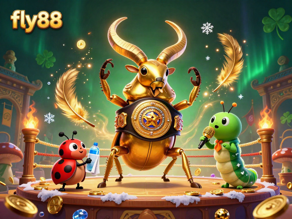 Engage with fly88's thrilling gaming experience in a dynamic boxing-themed casino illustration.