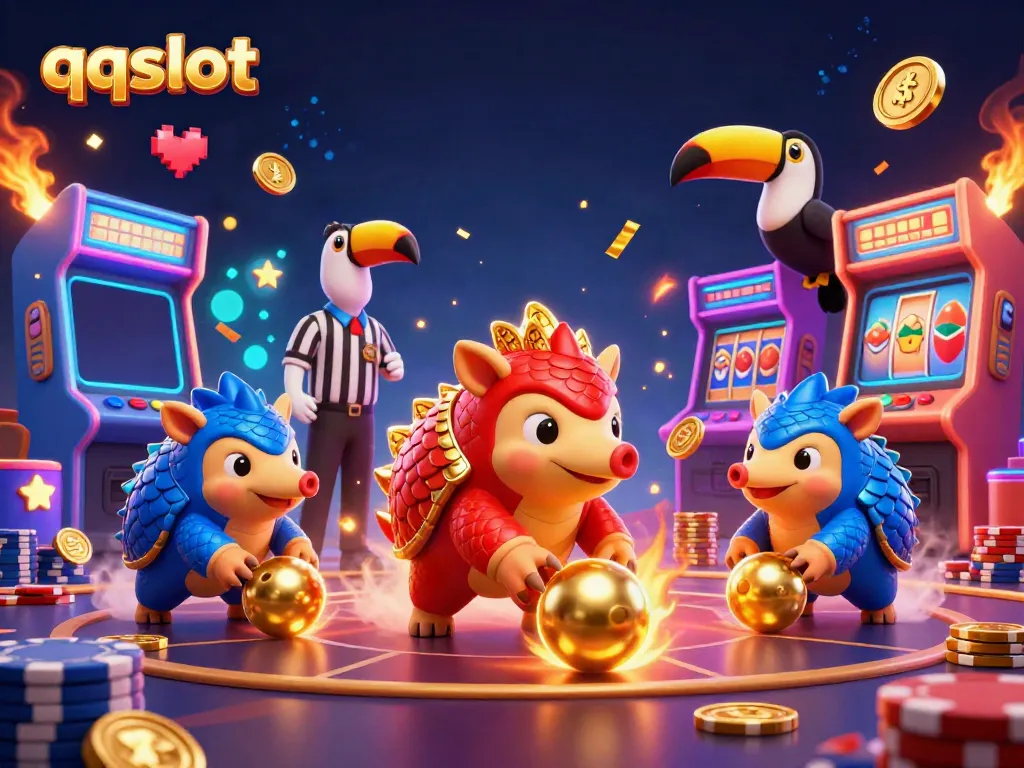 Engage in thrilling gameplay with qqslot featuring colorful pangolins and vibrant casino elements.
