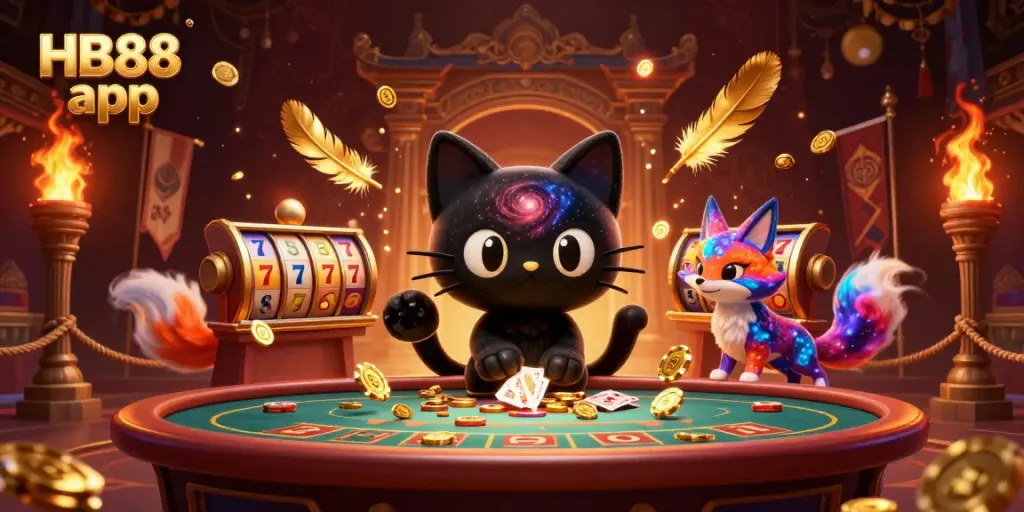 Experience the HB88 app with captivating casino visuals featuring enchanting characters and dynamic gaming elements.