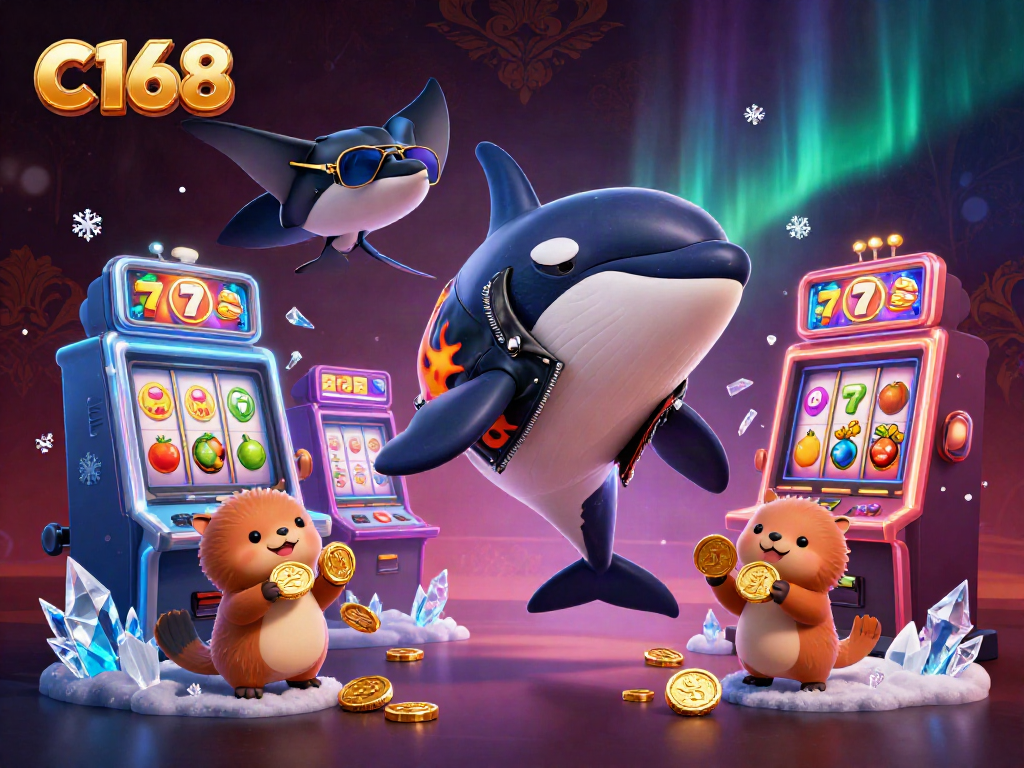 Engage in thrilling slots action at C168 with vibrant characters and casino elements