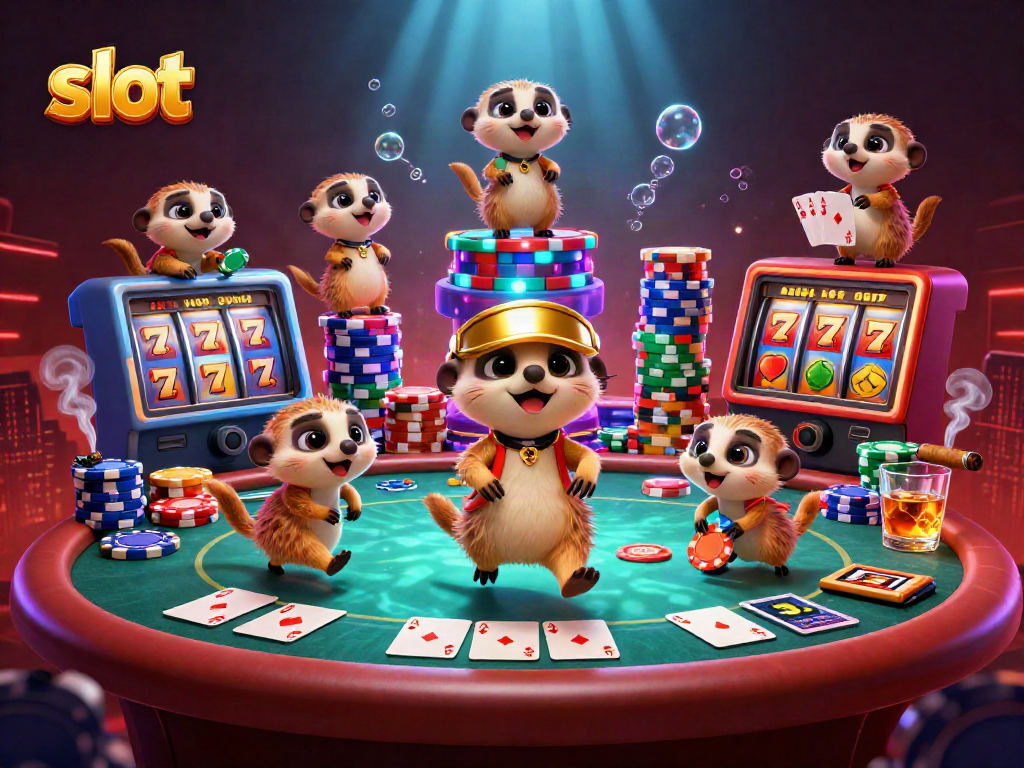 Win big with slot games as meerkats run a vibrant casino operation.