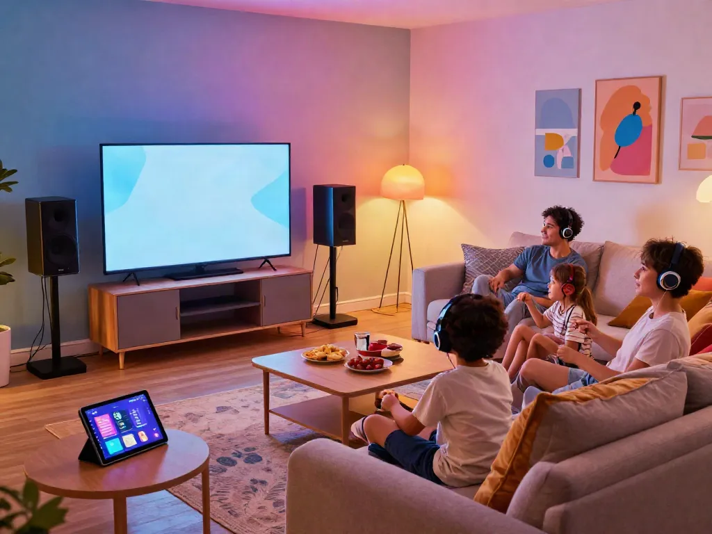 Vision Speaker Price in bangladesh featured in a lively family gathering showcasing modern sound system enjoyment.