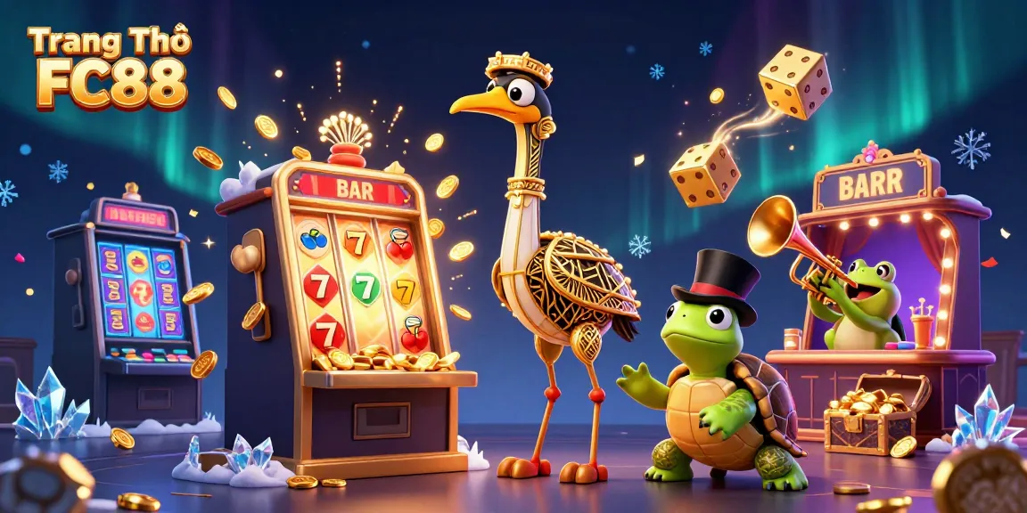 Experience exciting online gaming at Trang Chủ FC88 with vibrant casino characters and game elements.